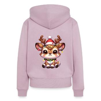 Weihnachtsmütze Weihnachten Lichterkette Reindeer - Frauen Premium Bio Zip Hoodie - Altrosa - Hinten - Julia (174cm)
