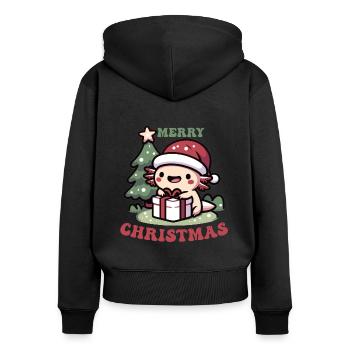 Axolotl Noël Axolotls mignons Joyeux Noël - Sweat à capuche zippé Premium bio Femme - noir - Dos - Julia (174cm)