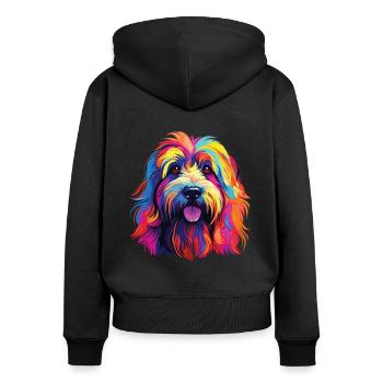 Aquarelle coloré Bearded Collie - Sweat à capuche zippé Premium bio Femme - noir - Dos - Julia (174cm)
