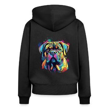Watercolor Colorful Bullmastiff - Women's Premium Organic Zip Hoodie - black - Back - Julia (174cm)