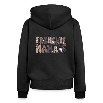 Bouledogue Français Groovy Frenchie Maman - Sweat à capuche zippé Premium bio Femme - noir - Dos - Julia (174cm)