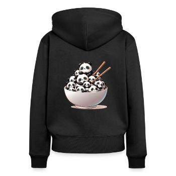 panda mignon mange des nouilles ramen pandas ramen - Sweat à capuche zippé Premium bio Femme - noir - Dos - Julia (174cm)