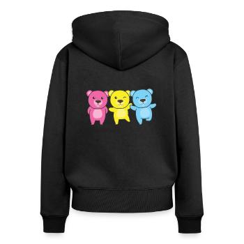 Pansexuel Drapeau Fierté LGBTQ Ours mignon - Sweat à capuche zippé Premium bio Femme - noir - Dos - Julia (174cm)