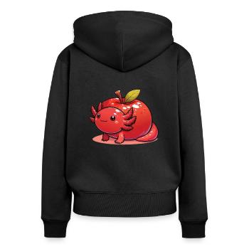 Pomme kawaii axolotl fruit mignon axolotls - Sweat à capuche zippé Premium bio Femme - noir - Dos - Julia (174cm)
