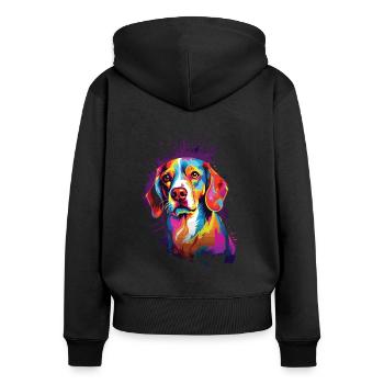 Watercolor Colorful Beagle - Women's Premium Organic Zip Hoodie - black - Back - Julia (174cm)