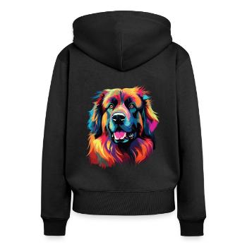 Aquarelle colorée Leonberg - Sweat à capuche zippé Premium bio Femme - noir - Dos - Julia (174cm)