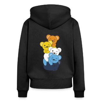 Aroace Flag Pride LGBTQ süßer Maus Stapel - Frauen Premium Bio Zip Hoodie - Schwarz - Hinten - Julia (174cm)