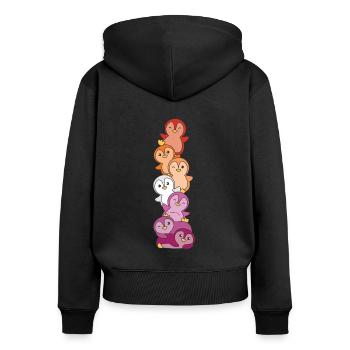Lesbian Flag Pride LGBTQ Cute Penguin - Women's Premium Organic Zip Hoodie - black - Back - Julia (174cm)