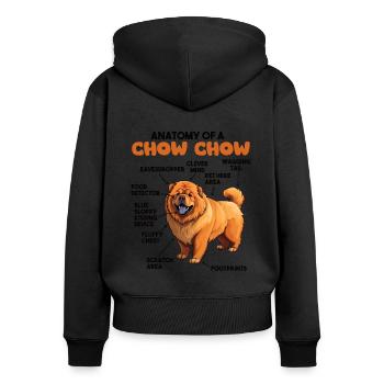 Dog Explanation Anatomy of a Chow Chow - Women's Premium Organic Zip Hoodie - black - Back - Julia (174cm)