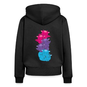 androgyn Flag Pride LGBTQ süße Drache - Frauen Premium Bio Zip Hoodie - Schwarz - Hinten - Julia (174cm)