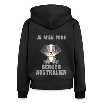 Je m'en fous je suis un berger australien - Hund - Frauen Premium Bio Zip Hoodie - Schwarz - Hinten - Julia (174cm)