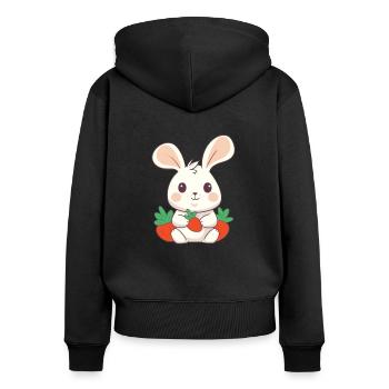 Lapin, lapin, animaux mignons, lapin de Pâques, - Sweat à capuche zippé Premium bio Femme - noir - Dos - Julia (174cm)