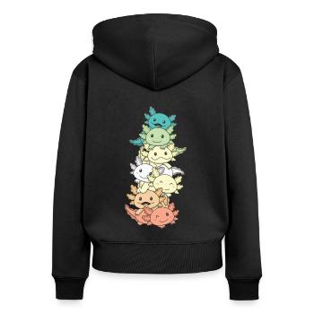 Genderfloren Flag Pride LGBTQ Axolotl Tower - Women's Premium Organic Zip Hoodie - black - Back - Julia (174cm)