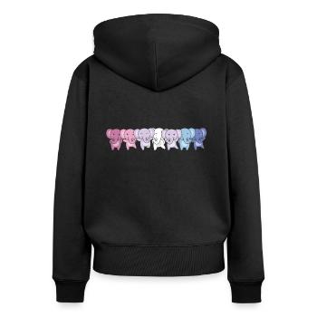 Bigenre Drapeau Fierté LGBTQ Éléphant mignon - Sweat à capuche zippé Premium bio Femme - noir - Dos - Julia (174cm)