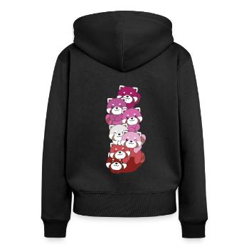 Lipstick Lesbische Pride LGBTQ süßer Roter Panda - Frauen Premium Bio Zip Hoodie - Schwarz - Hinten - Julia (174cm)