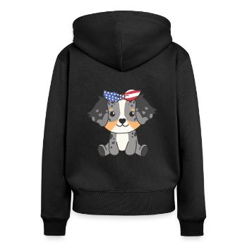 4. Juli amerikanischer Australian Shepherd USA - Frauen Premium Bio Zip Hoodie - Schwarz - Hinten - Julia (174cm)