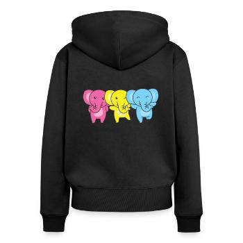 Pansexual Flag Pride LGBTQ Cute Elephant - Women's Premium Organic Zip Hoodie - black - Back - Julia (174cm)