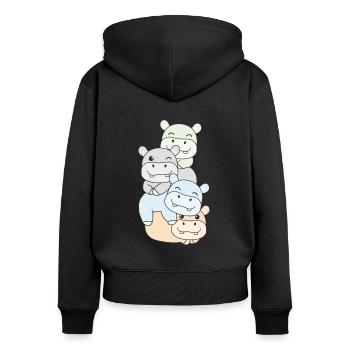 Unlabeld Flag Pride LGBTQ Cute Hippo - Women's Premium Organic Zip Hoodie - black - Back - Julia (174cm)