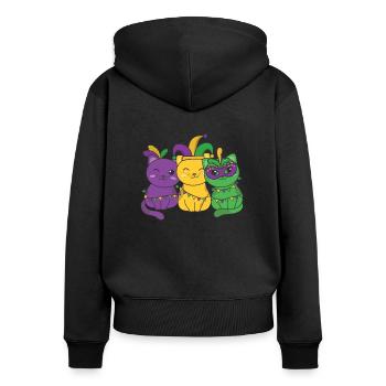 Déguisement de carnaval de chat de Mardi Gras - Sweat à capuche zippé Premium bio Femme - noir - Dos - Julia (174cm)