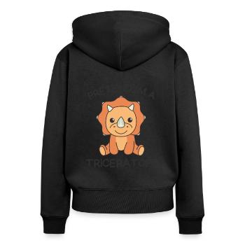Stell dir vor ich bin ein Triceratops Halloween - Frauen Premium Bio Zip Hoodie - Schwarz - Hinten - Julia (174cm)