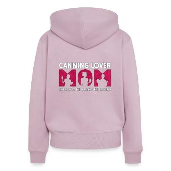 Amant de la mise en conserve maman l’idole le mythe saison de la mise en conserve - Sweat à capuche zippé Premium bio Femme - rose poudré - Dos - Julia (174cm)