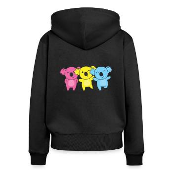 Pansexuell Flag Pride LGBTQ süßer Koala - Frauen Premium Bio Zip Hoodie - Schwarz - Hinten - Julia (174cm)