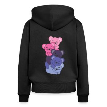 Omnisexuell Flag Pride LGBTQ süßer Maus Stapel - Frauen Premium Bio Zip Hoodie - Schwarz - Hinten - Julia (174cm)