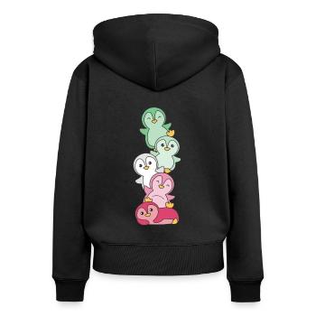 abrosexuell Flag Pride LGBTQ süße Pinguin - Frauen Premium Bio Zip Hoodie - Schwarz - Hinten - Julia (174cm)