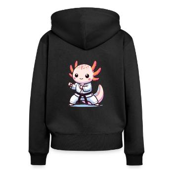 Sports Axolotls Martial Arts Karate Axolotl - Women's Premium Organic Zip Hoodie - black - Back - Julia (174cm)