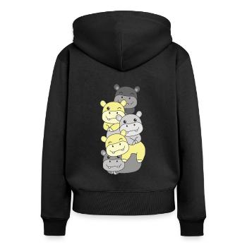 Perigender Flag Pride LGBTQ süßer Hippo Stapel - Frauen Premium Bio Zip Hoodie - Schwarz - Hinten - Julia (174cm)