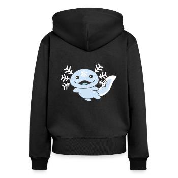 Winter Axolotl with Snowflakes Sweet Winter - Women's Premium Organic Zip Hoodie - black - Back - Julia (174cm)