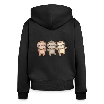 sloth, cute animals for kids, manga sloths - Women's Premium Organic Zip Hoodie - black - Back - Julia (174cm)