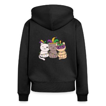 Déguisement de carnaval de chat de Mardi Gras - Sweat à capuche zippé Premium bio Femme - noir - Dos - Julia (174cm)