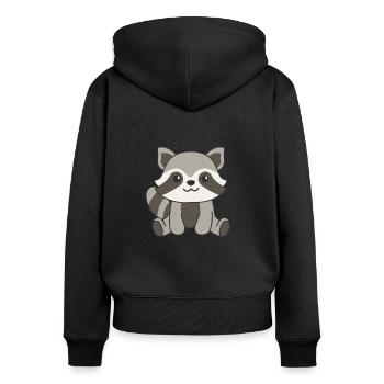 raton laveur animaux mignons pour enfants manga ratons laveurs - Sweat à capuche zippé Premium bio Femme - noir - Dos - Julia (174cm)