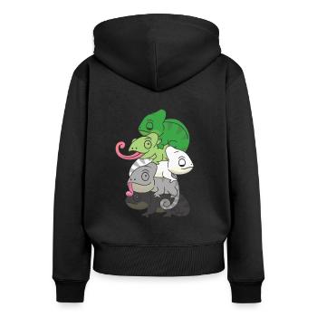 Aromantic Flag Pride LGBTQ süßer Chamäleon Haufen - Frauen Premium Bio Zip Hoodie - Schwarz - Hinten - Julia (174cm)