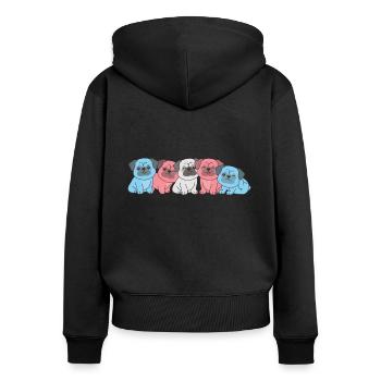Drapeau transgenre Carlin Pride LGBTQ Chiens mignons - Sweat à capuche zippé Premium bio Femme - noir - Dos - Julia (174cm)