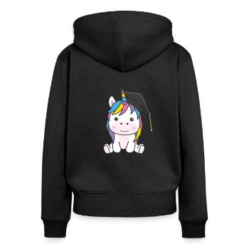 Kids Kindergarten nailed it Einhorn Graduation - Frauen Premium Bio Zip Hoodie - Schwarz - Hinten - Julia (174cm)