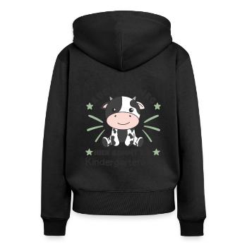 Aus Dem Weg Hier Kommt Ein Kindergartenkind Kuh - Frauen Premium Bio Zip Hoodie - Schwarz - Hinten - Julia (174cm)
