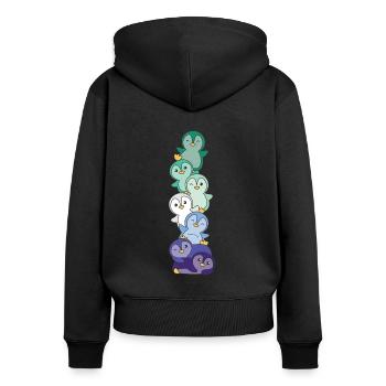 Gay Flag Pride LGBTQ süße Pinguin - Frauen Premium Bio Zip Hoodie - Schwarz - Hinten - Julia (174cm)