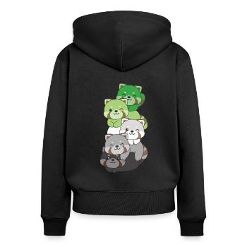 Aromantisme Drapeau Fierté LGBTQ Mignon Panda roux - Sweat à capuche zippé Premium bio Femme - noir - Dos - Julia (174cm)