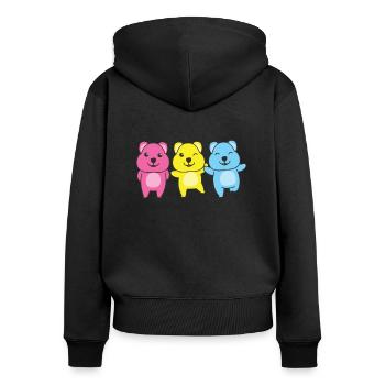 Pansexuel Drapeau Fierté LGBTQ Mignon Quokka - Sweat à capuche zippé Premium bio Femme - noir - Dos - Julia (174cm)