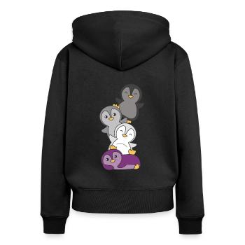 Asexual Flag Pride LGBTQ Cute Penguin Bunch - Women's Premium Organic Zip Hoodie - black - Back - Julia (174cm)