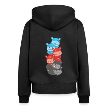 Polyamory Flag Pride LGBTQ süße Hippo - Frauen Premium Bio Zip Hoodie - Schwarz - Hinten - Julia (174cm)