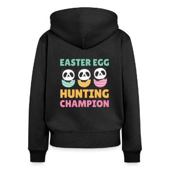 süße Pandas zu Ostern mit Ostereiern Panda - Frauen Premium Bio Zip Hoodie - Schwarz - Hinten - Julia (174cm)