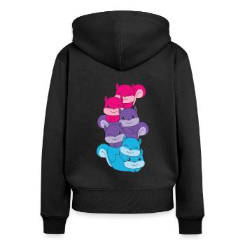 androgyn Flag Pride LGBTQ süße Eichhörnchen - Frauen Premium Bio Zip Hoodie - Schwarz - Hinten - Julia (174cm)