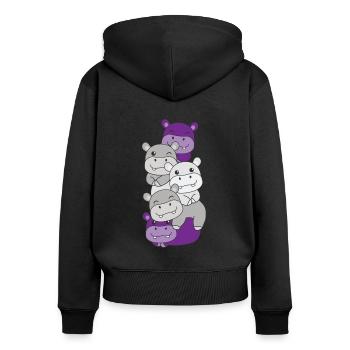 grisdrapeau sexuel fierté lgbtq hippopotame mignon - Sweat à capuche zippé Premium bio Femme - noir - Dos - Julia (174cm)