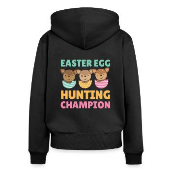 cerf mignon pour Pâques avec des œufs de Pâques cerf - Sweat à capuche zippé Premium bio Femme - noir - Dos - Julia (174cm)