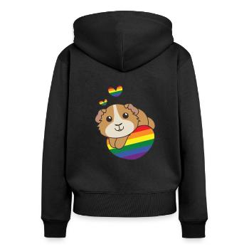 Drapeau arc-en-ciel Pride LGBTQ Cochon d’Inde mignon - Sweat à capuche zippé Premium bio Femme - noir - Dos - Julia (174cm)