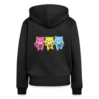 Pansexuel Drapeau Pride LGBTQ Mignon Panda roux - Sweat à capuche zippé Premium bio Femme - noir - Dos - Julia (174cm)