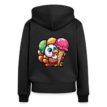 Thanksgiving Truthahn mit Eis - Frauen Premium Bio Zip Hoodie - Schwarz - Hinten - Julia (174cm)
